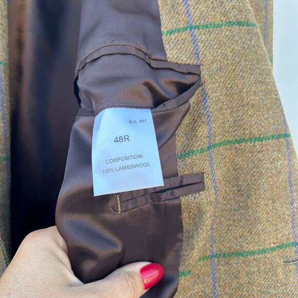 Joseph Turner Yorkshire Lambswool Windowpane Blazer Jacket 48R Mallalieus Coat - Picture 9 of 9